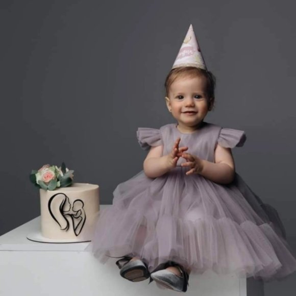 EUC Handmade by Ntyravska Design Light Blue Tulle Cap Sleeve Dress - Picture 4 of 5